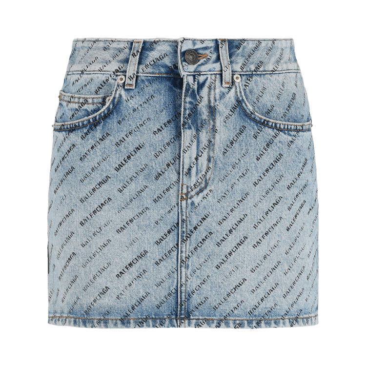 Balenciaga Allover Stencil Low-Waist Mini Skirt "Iced Blue"