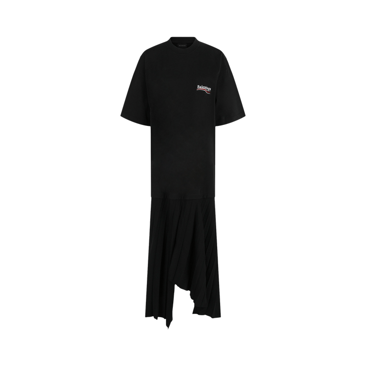 Balenciaga Political Campaign Pleated T-Shirt Dress "Black"
