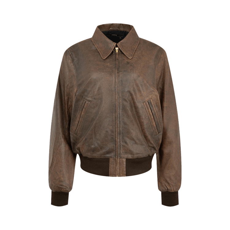 R13 Boyfriend Leather Bomber "Brown"