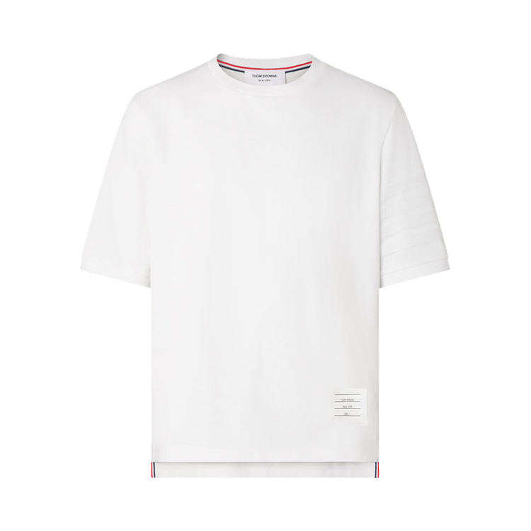 Thom Browne Short-Sleeve Rib Cuff Tee "White"