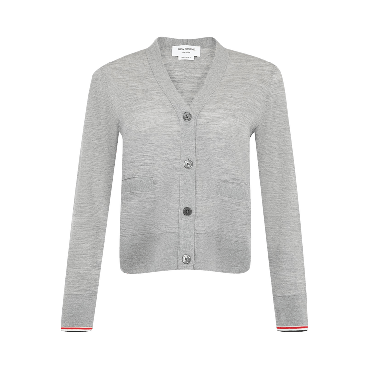Thom Browne V Neck Cardigan "Light Grey"