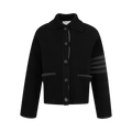 Thom Browne Double Face Pique Stitch Polo Collar Jacket "Black"