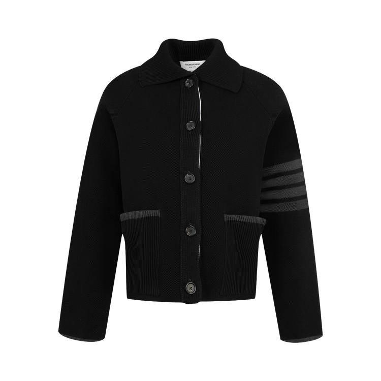 Thom Browne Double Face Pique Stitch Polo Collar Jacket "Black"