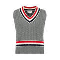 Thom Browne Cable V Neck Cricket Pullover Vest "Medium Grey"