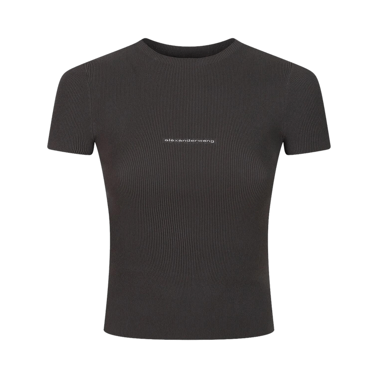 Alexander Wang Jacquard Logo Short-Sleeve Crewneck Top "Cola"