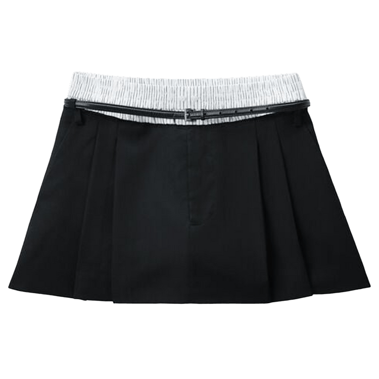 Alexander Wang Pre-Styled Boxer Mid-Rise Pleated Short "Black/White Pinstripe"