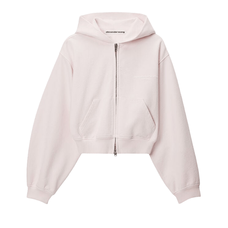 Alexander Wang Logo Print Zip-Up Hoodie "Washed Light Pink"