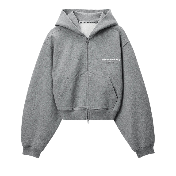 Alexander Wang Logo Print Zip-Up Hoodie "Sidewalk"
