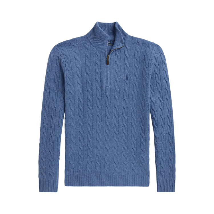Polo Ralph Lauren Cable Knit 1/4 Zip Sweater "Blue Borage Heather"