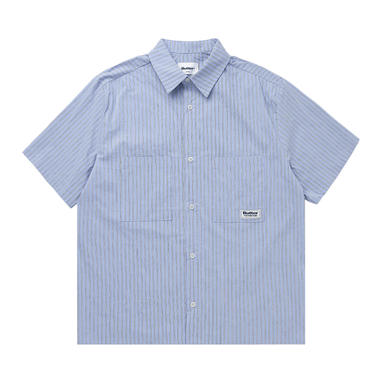 Butter Goods Vertical Stripe Short-Sleeve Shirt "Sky Blue"
