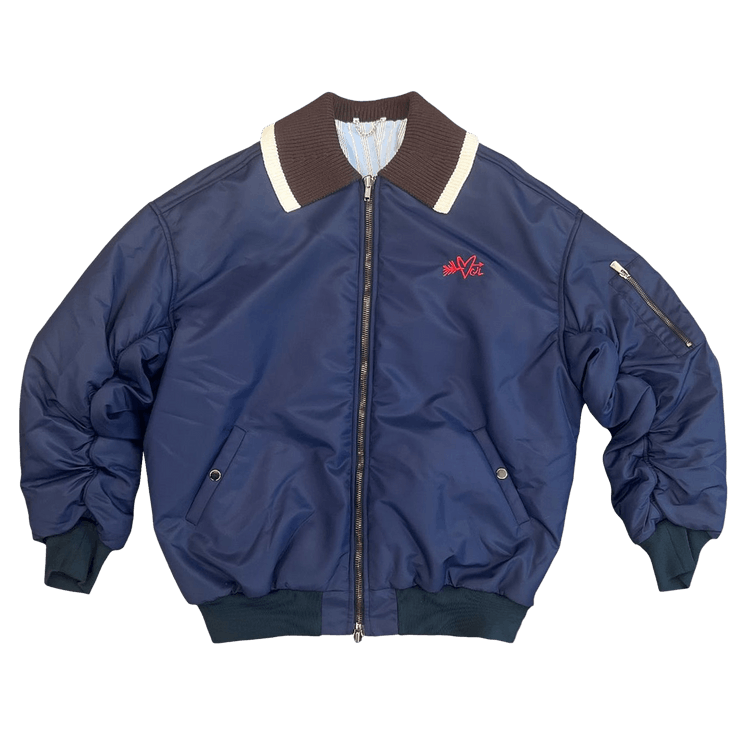 Charles Jeffrey Loverboy Bomber Jacket With Knitted Collar "Navy"