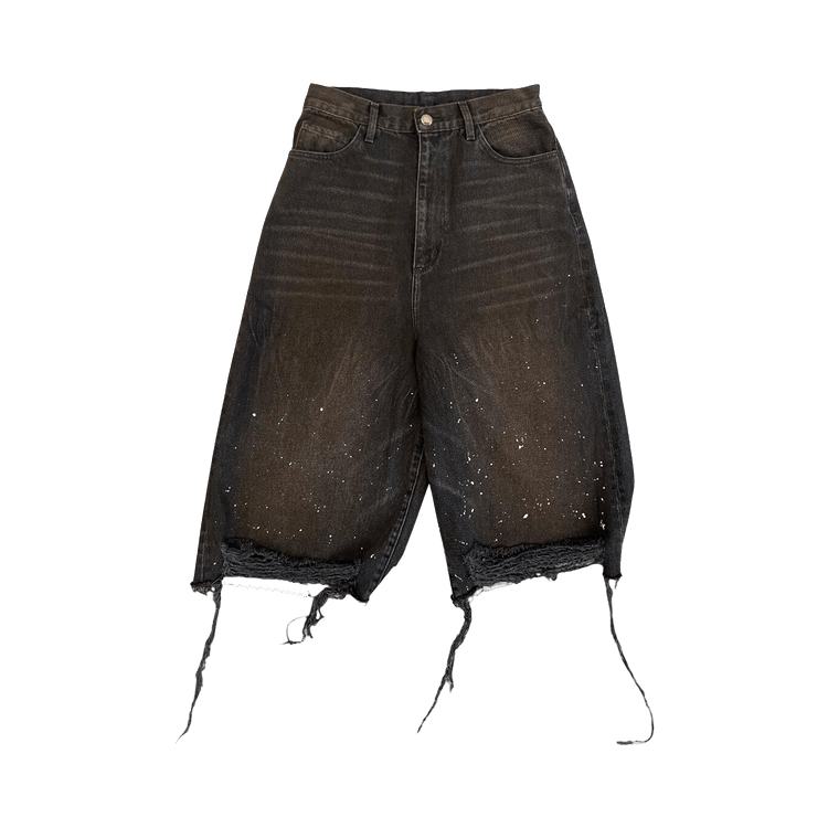 Secnd Slf Extended Rise Pipe Denim Short "Black"