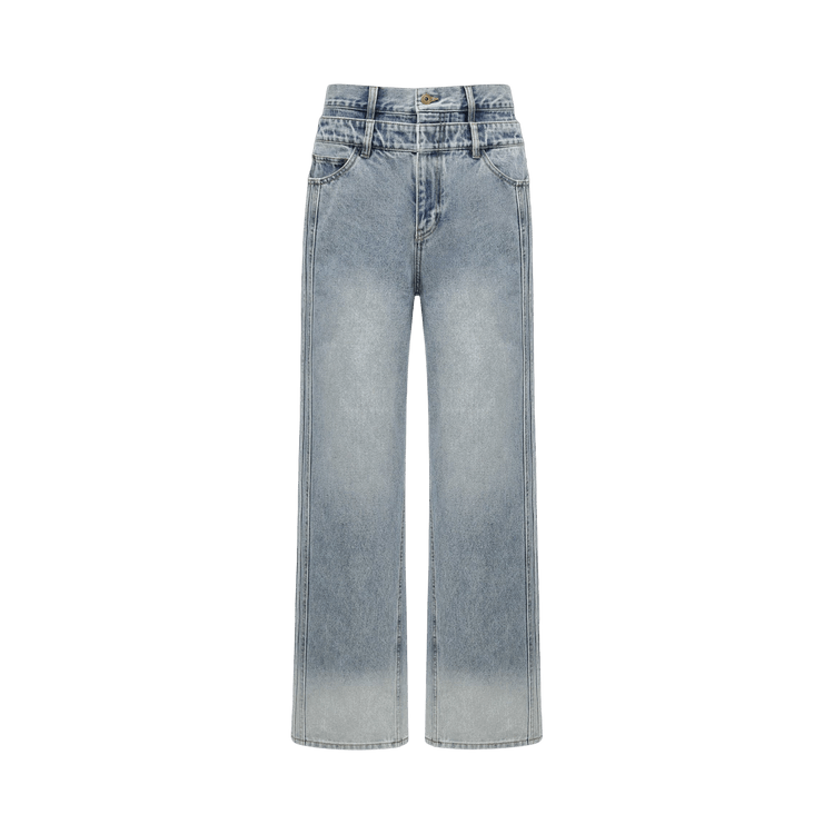Feng Chen Wang Cargo Trousers In Spray Painted Nylon "Blue"