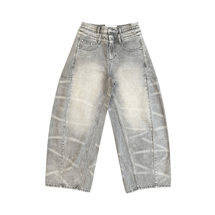Feng Chen Wang Washed Denim Trousers "Grey"