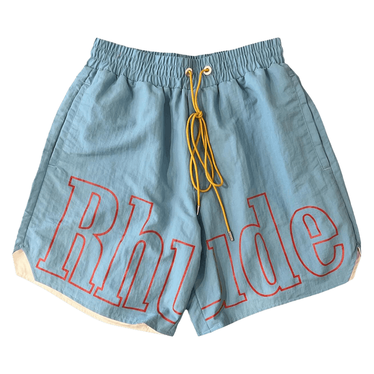 Rhude Logo Track Short "Baby Blue/Red"