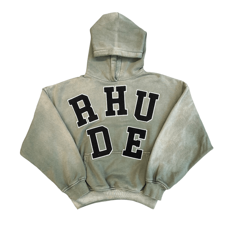 Rhude Chenille Patch Logo Hoodie "Washed Olive/Black"