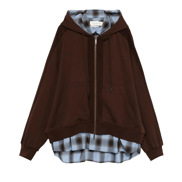 Feng Chen Wang 2 In 1 Zip Hoodie Shirt "Brown"