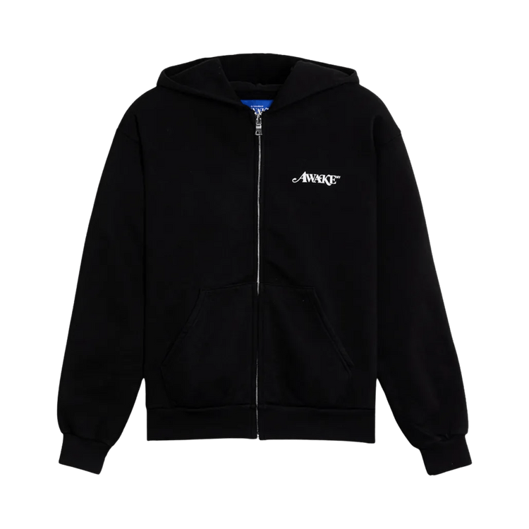 Awake NY Logo-Print Zip-Up Hoodie "Black"