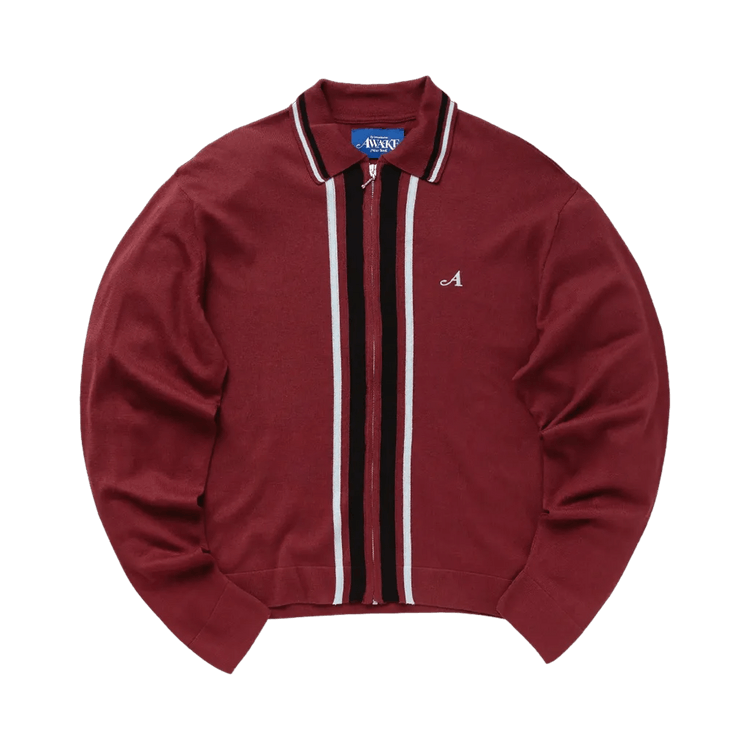 Awake NY Zip-Up Striped Cardigan "Merlot Burgundy"
