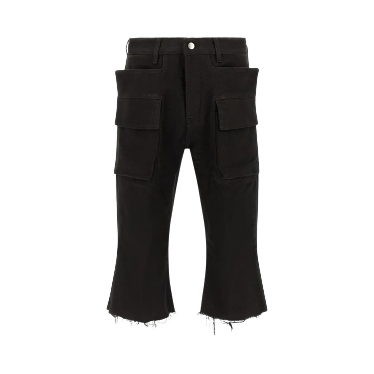 Rick Owens Denim Cargo Bolan Cutoff Pants "Black"