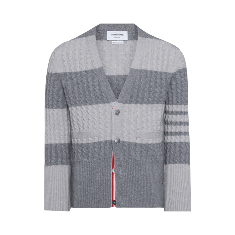 Thom Browne 4 Bar Stripe Classic Neck Cardigan "Tonal Grey"