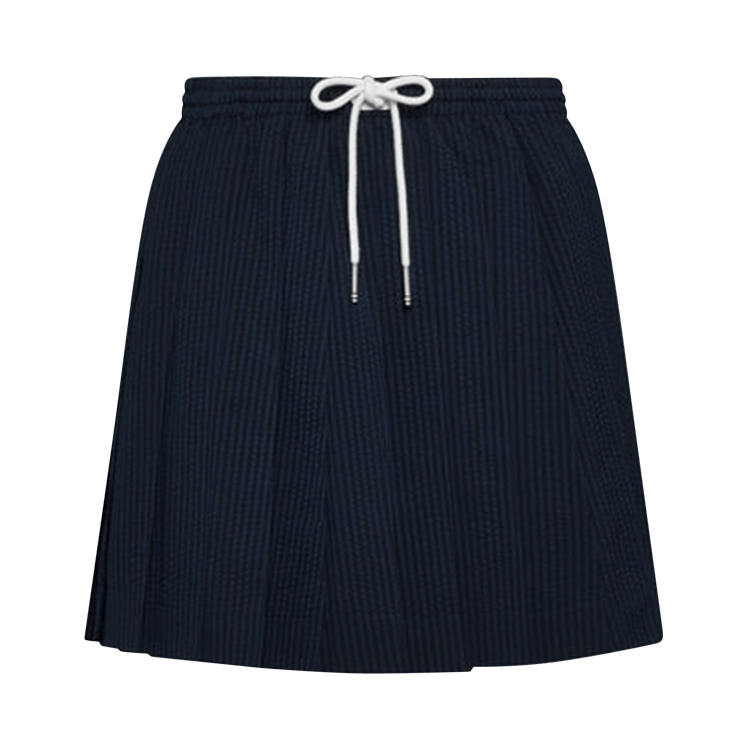 Thom Browne Wool Mini Length Drawstring Pleated Skirt "Navy"