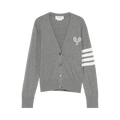 Thom Browne Tennis Racquets Intarsia Neck Cardigan "Light Grey"