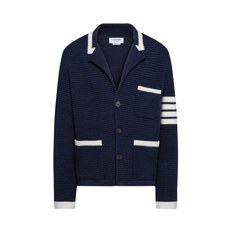 Thom Browne 4 Bar Stripe Stitch Cardigan Jacket "Dark Blue"