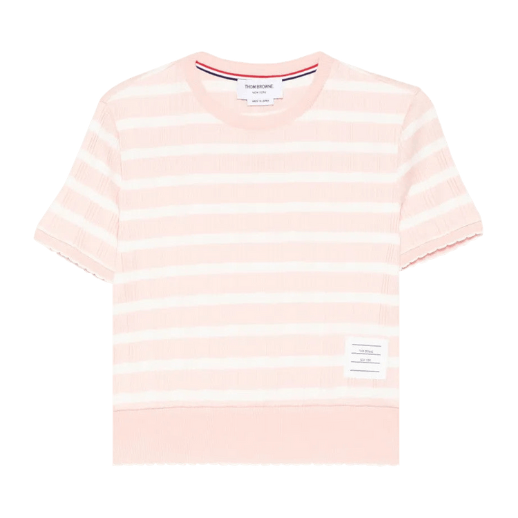 Thom Browne Rib Cuff Scallop Edge Stripe Rib Tee "Pink/White"