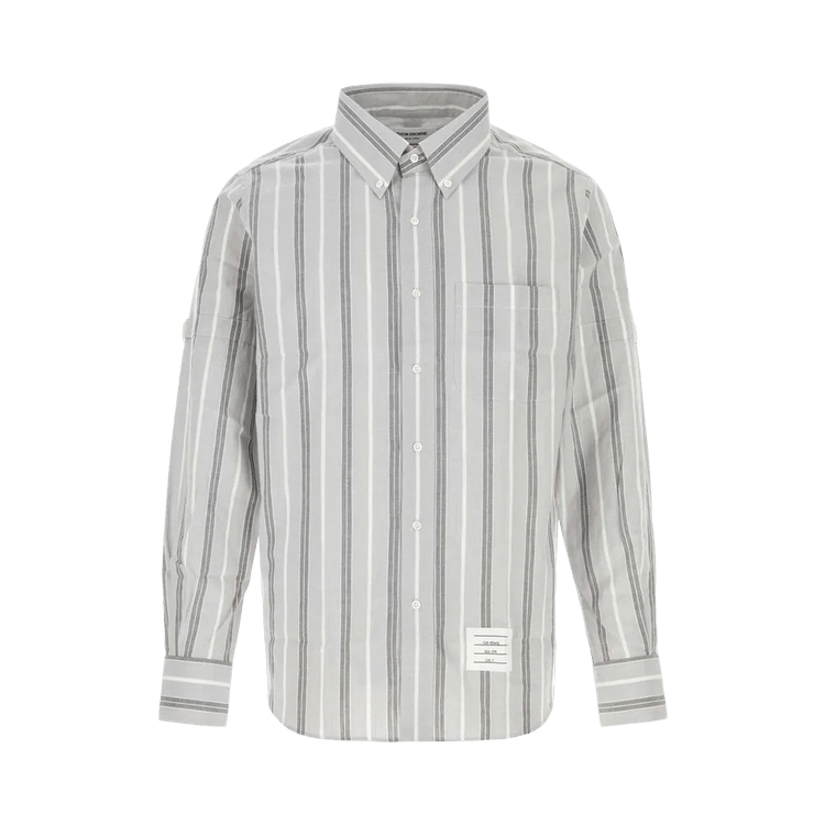 Thom Browne Long-Sleeve Body Straight Fit Self Armband Shirt "Medium Grey"