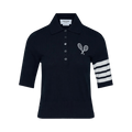 Thom Browne 4 Bar Tennis Racquets Intarsia Polo "Navy"