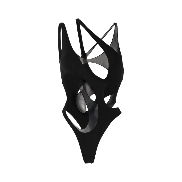Mugler Thick Lycra Cut-Out Swimwear "Black"