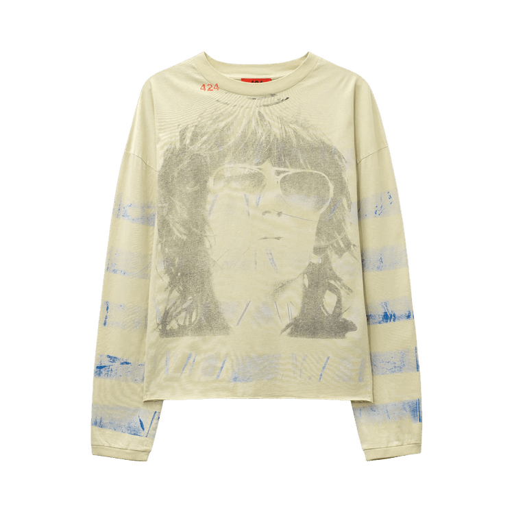 424 Striped Keith Richards Portrait Long-Sleeve "Salt White"