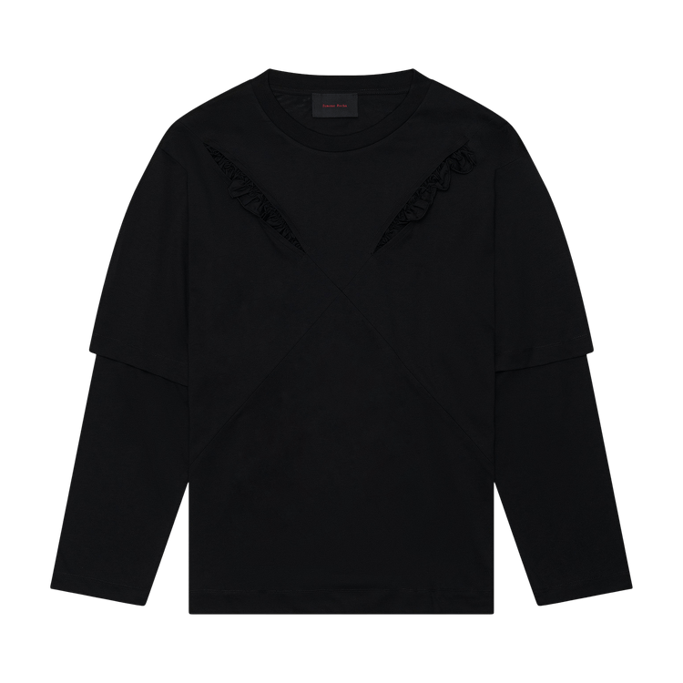 Simone Rocha Ruffle Slash Layered Long-Sleeve T-Shirt "Black"