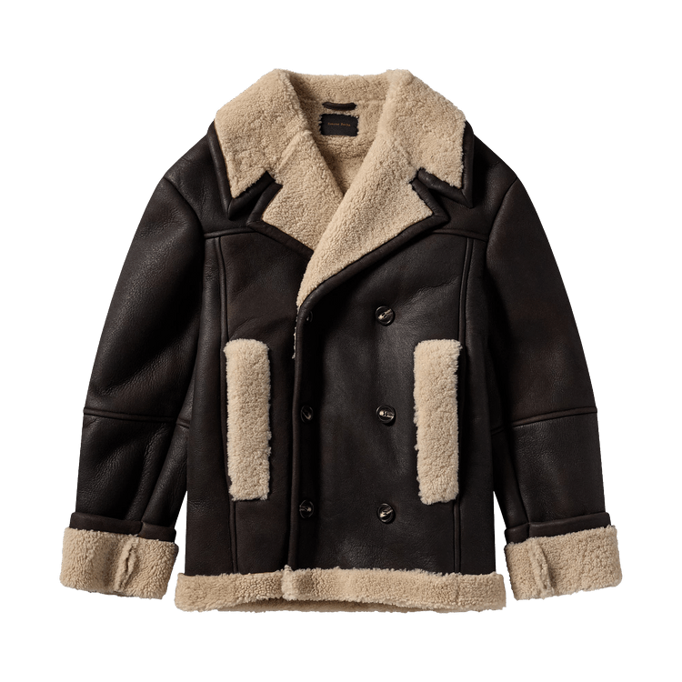 Simone Rocha Double Breasted Shearling Aviator Jacket "Brown"
