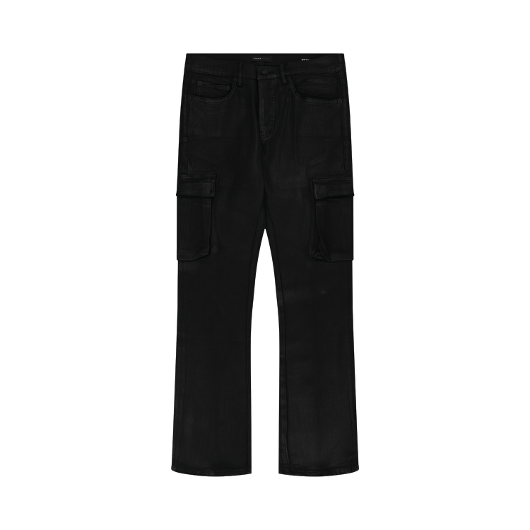 PURPLE BRAND Coated Cargo Flare Jeans "Black"