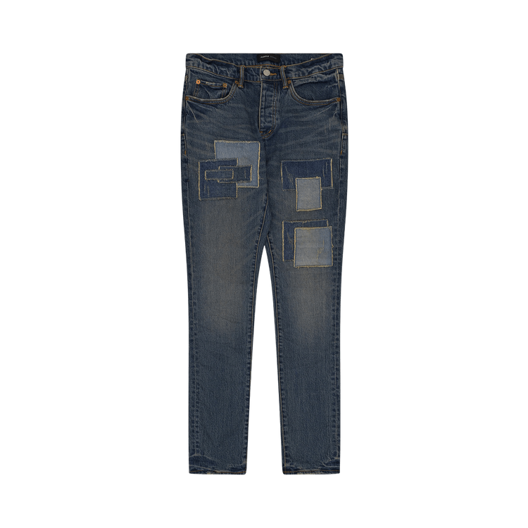 PURPLE BRAND Vintage Square Patch Repair Jeans "Dark Indigo"