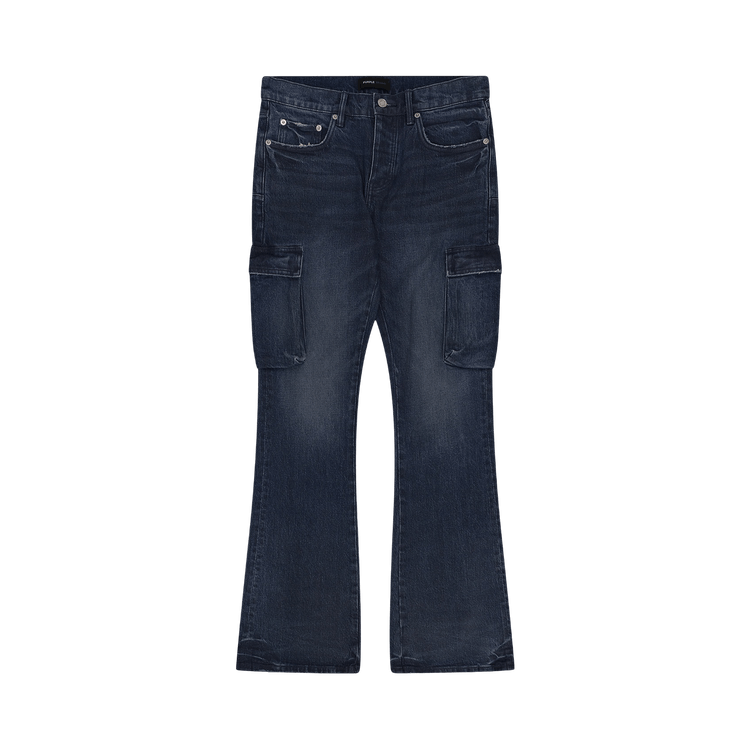 PURPLE BRAND Cargo Vintage Coated Flare Jeans "Dark Indigo"