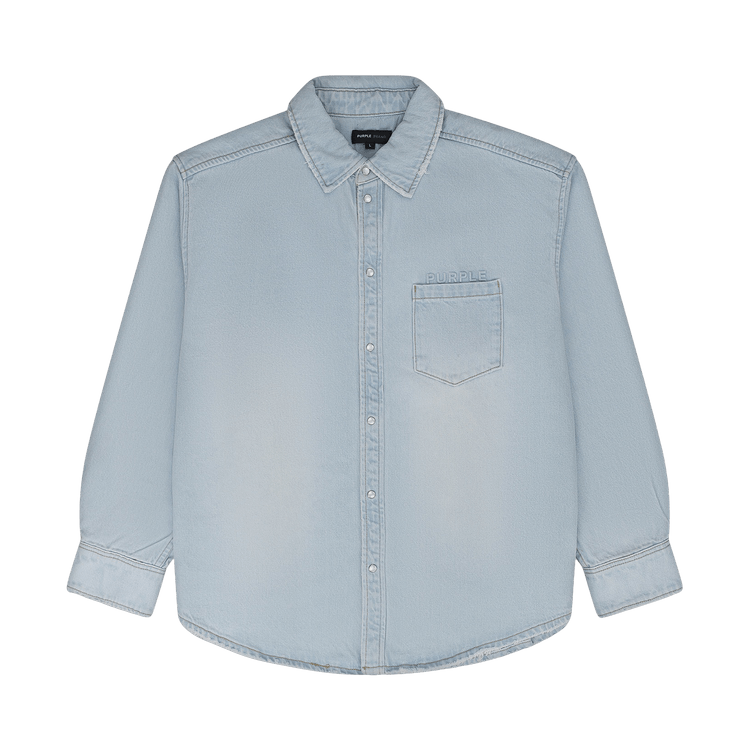 PURPLE BRAND Oversized Western Shirt "Light Indigo"