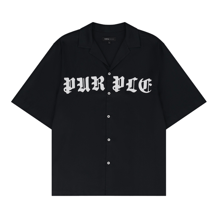PURPLE BRAND Lyocell Short-Sleeve Shirt "Black"