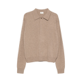 Saint Laurent Polo Manches Raglan Top "Taupe Chine"
