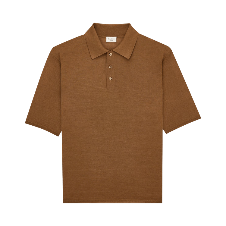 Saint Laurent Polo Manches Courtes Top "Camel Brun"