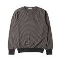 Margaret Howell Feeder Stripe Crew Merino Cashmere "Taupe/Charcoal"
