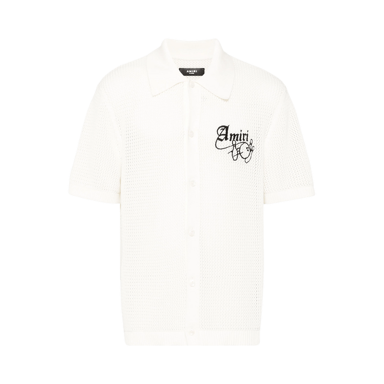 Amiri Bowling Crochet Polo Knitwear "Alabaster"