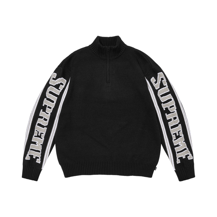 Supreme Jacquard Sleeve Half Zip Sweater "Black"