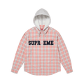 Supreme Appliqué Hooded Flannel Shirt "Pink"