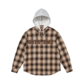Supreme Appliqué Hooded Flannel Shirt "Brown"
