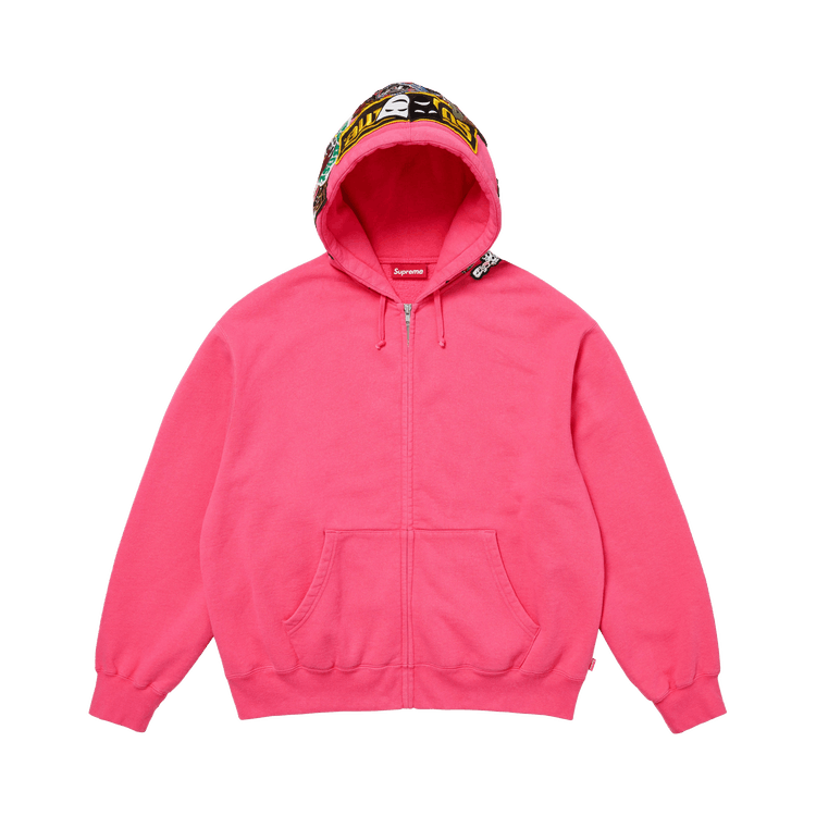 Supreme Patches Zip Up Hooded Sweatshirt "Magenta"