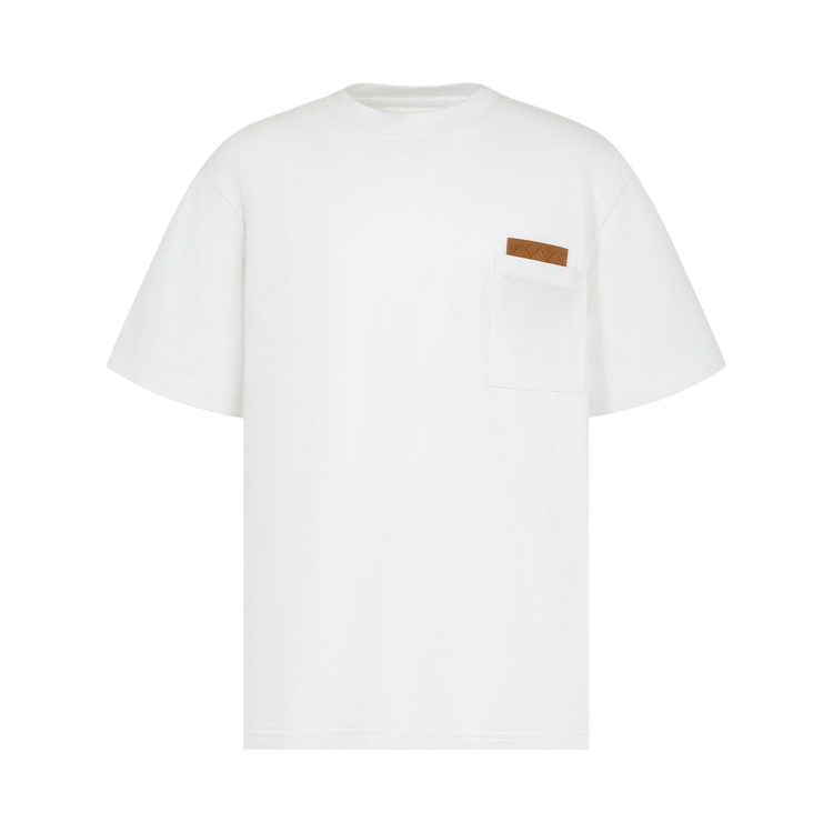Bottega Veneta Pima Cotton Jersey T-Shirt With Leather Detail "White"