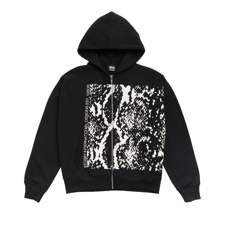 Stussy Snakeskin Zip Hoodie "Black"